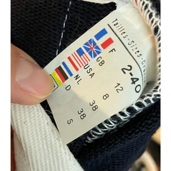 Women's US 8 Mademoiselle Saint James Navy Blue Lace Up Sweater Pullover - Picture 5 of 6